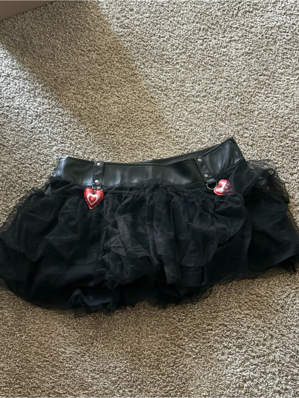 Black Tulle Bustier Top with Heart Accents